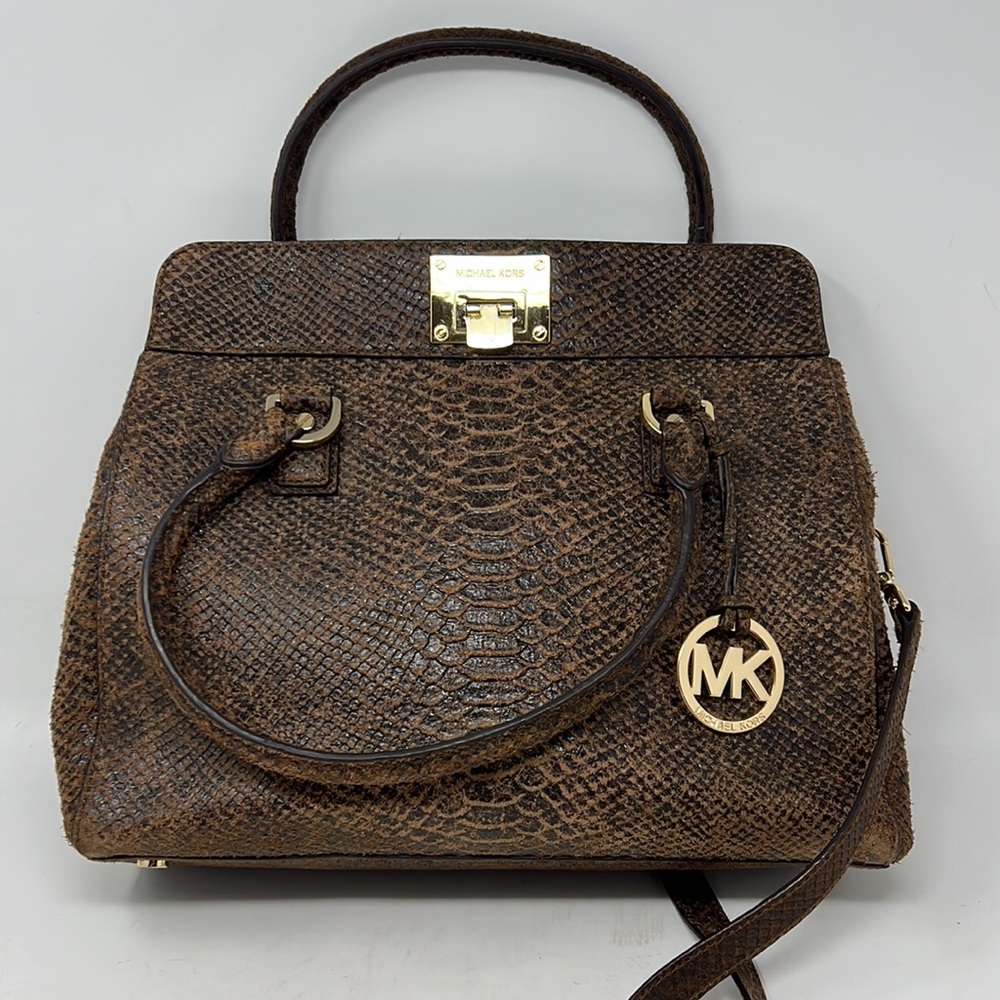 Michael Kors Burnished Python Astrid Leather Bag … - image 1
